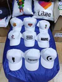 Новые кепки с лого х/б хорошего качества (черные,белые и темно синие)