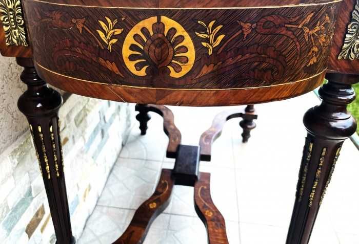 Spectaculos birou-Napoleon III-marchetarie-intarsii-bronz-Franta