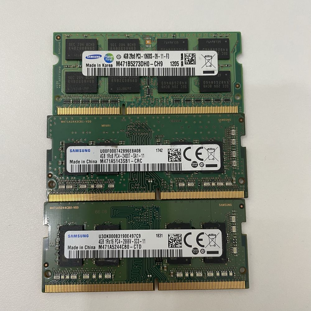 ОЗУ для ноутбук Samsung ddr3 4Gb-1шт, ddr4 4Gb-2шт БУ