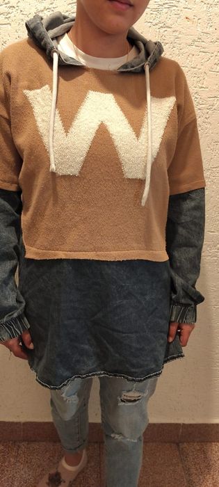 Блуза с дълъг ръкав вид туникка полу дънчено