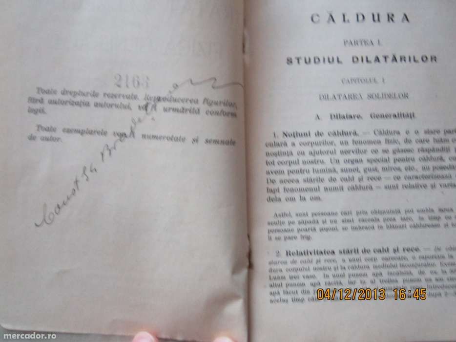 Carte veche Constantin Gh. Bradeteanu Tratat de Fizica Generala editia