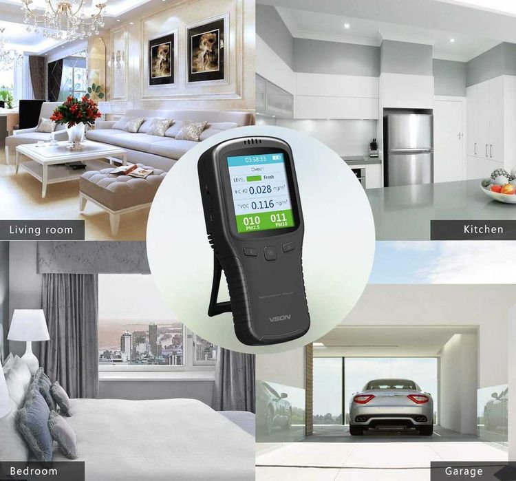 Aparat de masurat calitatea aerului: PM2.5 / PM10 / TVOC / HCHO