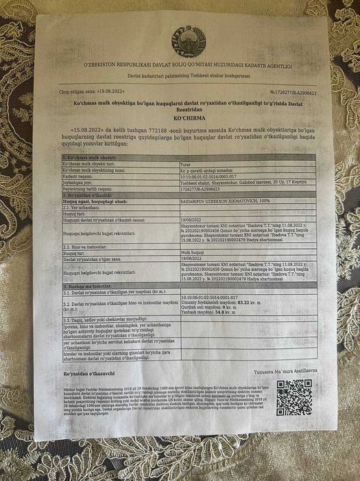 83m2 1-liniya Mumtoz restoran