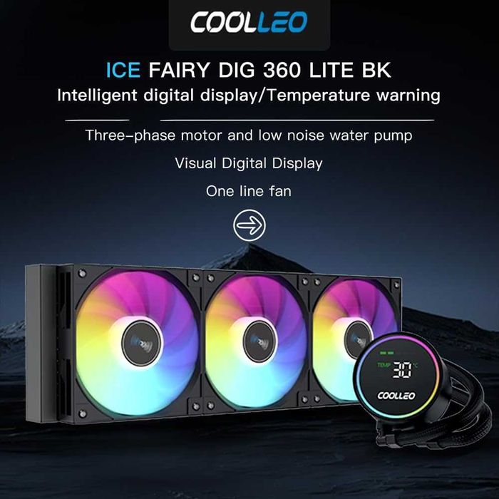 Cooler CPU AIO Coolleo ICE Fairy 360 Digital ARGB 300W TDP Intel AMD