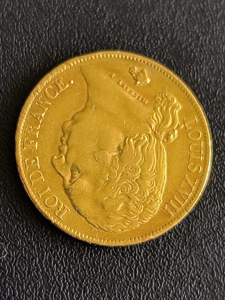 20 франка 1819 год,Луи XVIII, злато 6.45 гр,900/1000 (21.6 к)