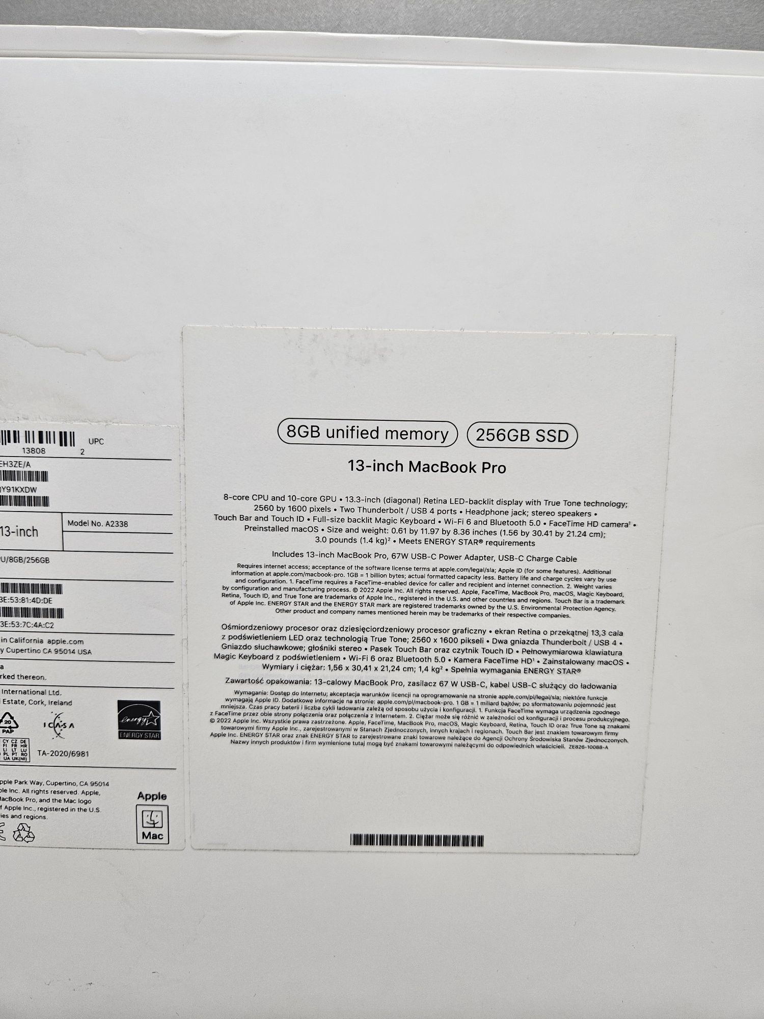 Macbook pro 13" A2338 2022г.256SSD