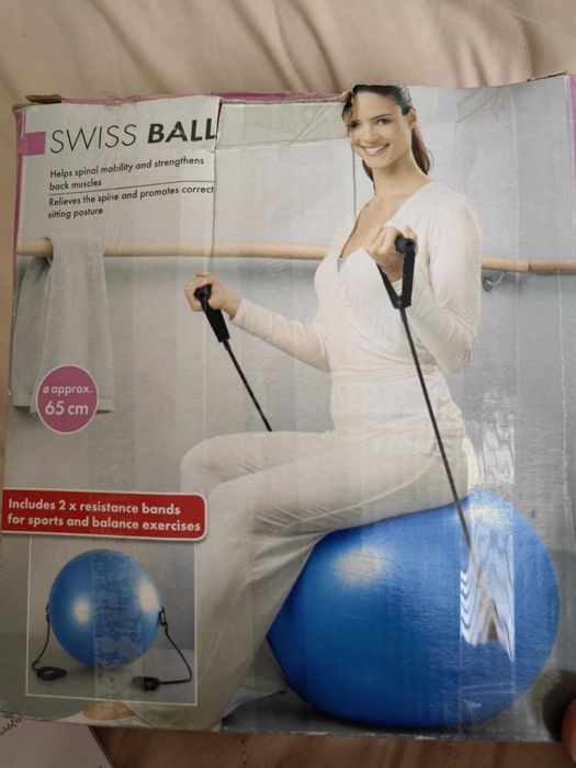 Фитнес топка с ластици+ постелка за трениране