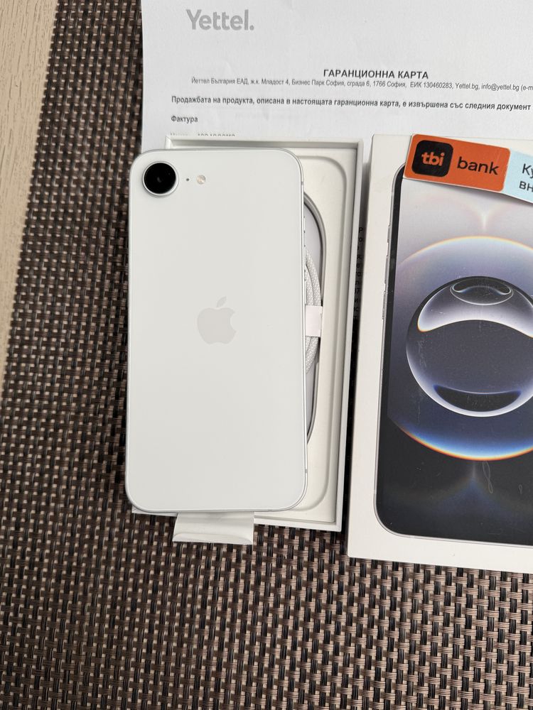 ‼️Нов•iphone 16е ЛИЗИНГ 37лв/м айфон White 16е