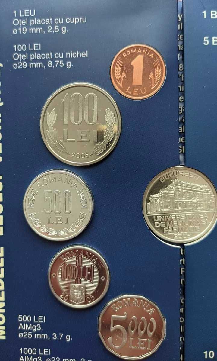 Set de monetărie BNR 2005 proof România 9 monede medalie argint 1/2 oz