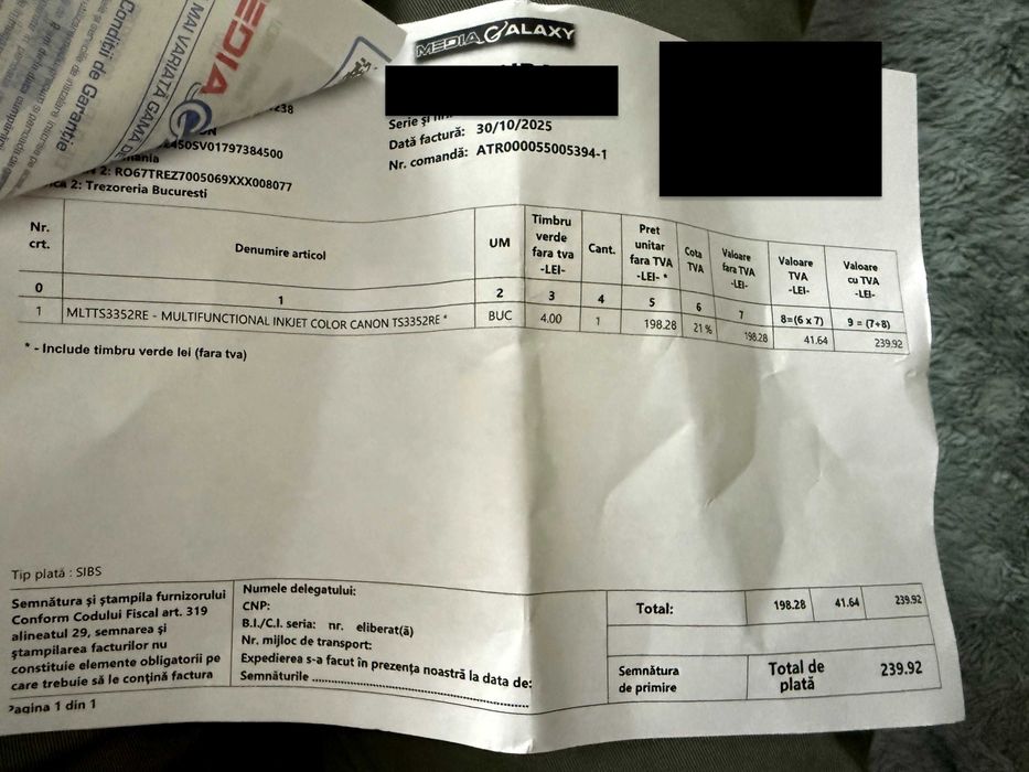 Multifunctional inkjet CANON PIXMA TS3352RE A4, USB, Wi-Fi