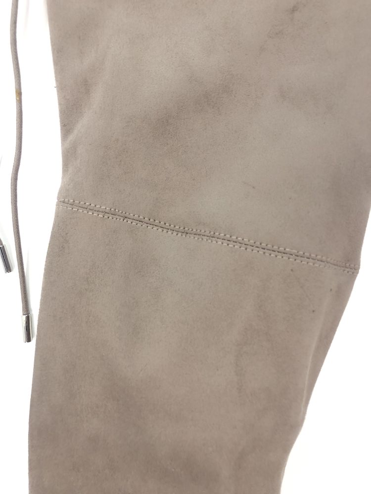 Cizme peste genunchi Guess din piele intoarsa, Negru/Bej, marime 37/39