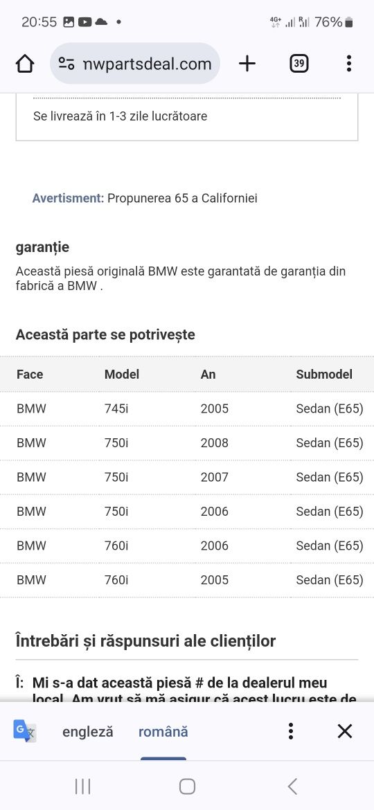 Bari Transversale BMW Seria 7