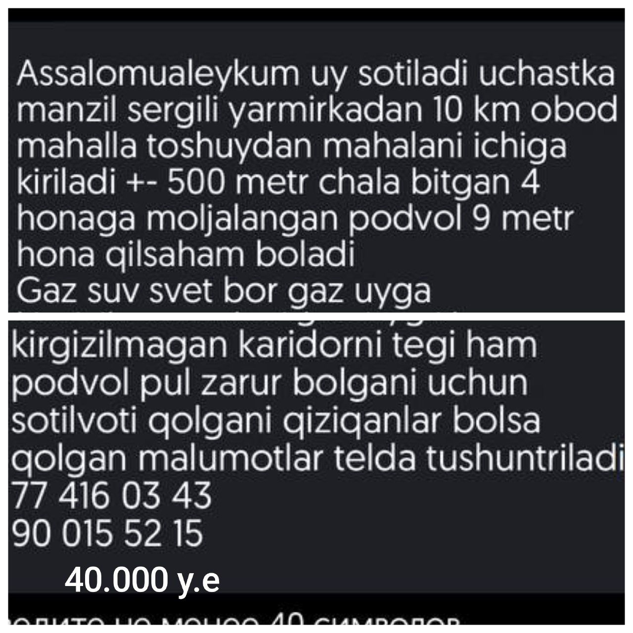Uchastka sotiladi