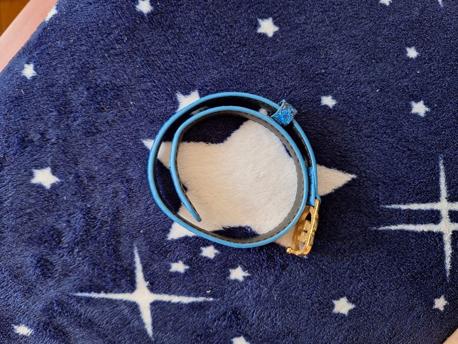 Brățară originală Gucci, din piele naturală albastră texturată