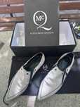 Alexander McQueen Double Zip Shoe Crackle Leather White