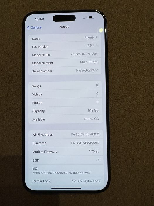 Iphone 15 Pro Max 512Gb ID-XXL2693