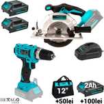 Pachet masina gaurit filetat+fierastrau circular 2baterii 18V 186+185