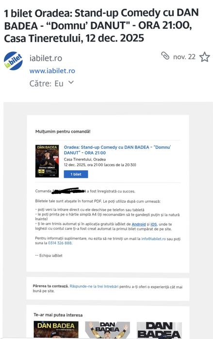 Bilet Stand-up Comedy cu Dan Badea zona Vip