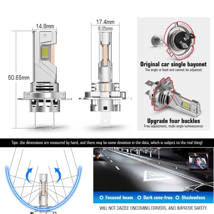 Комплект 2 LED крушки, H7, Plug And Play, 13000 Lm,12V, 2 x 35W, 6500К