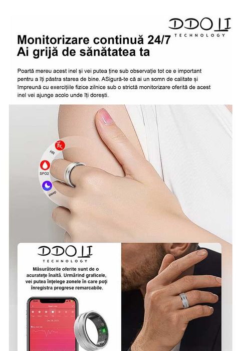 Inel smart inteligent DDOLI®, ultra-usor 2.9g, NOU, sigilat.