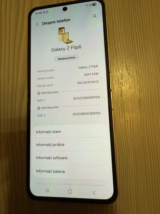 Samsung Z Flip 6 , Yellow , 512GB ,ca Nou