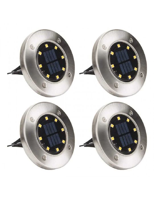 Set 4 x lampa solara cu 4 leduri si senzor de lumina cu fixare in sol