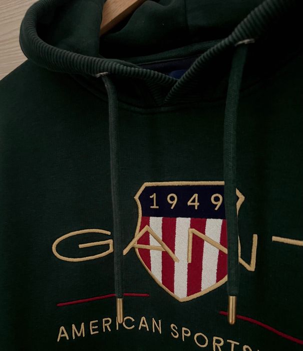 GANT hanorac barbati verde logo brodat hoodie sweatshirt