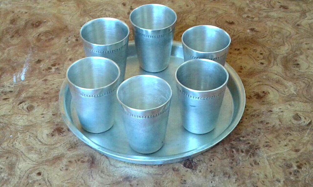 Мельхиоровые стопочки с блюдцем