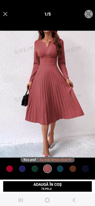 Rochie eleganta dama albastru si roz