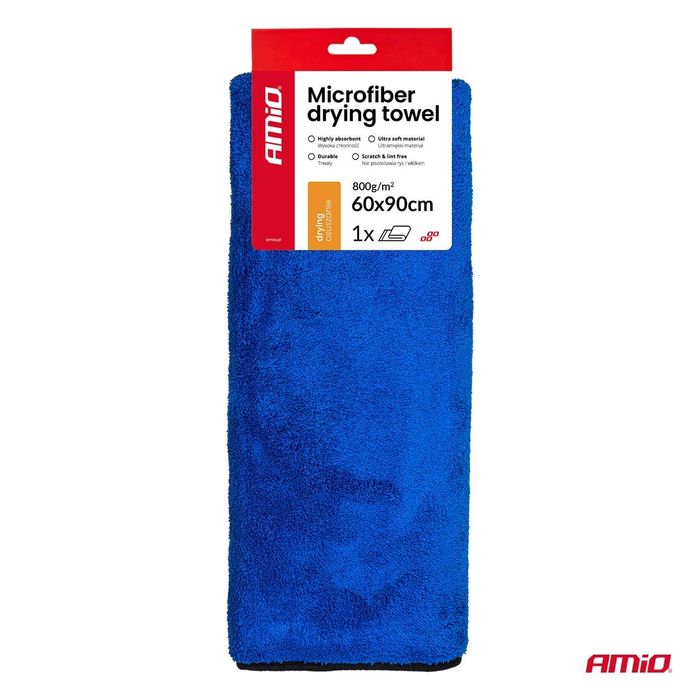 кърпа за подсушаване на кола 800 г/м² 60x90 см amio-04488