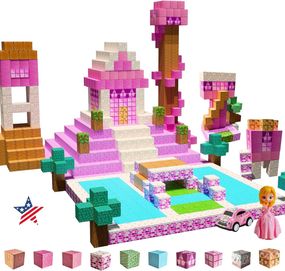 Магнитни блокове -розова страна на чудесата с блокове принцеса 112 бр.