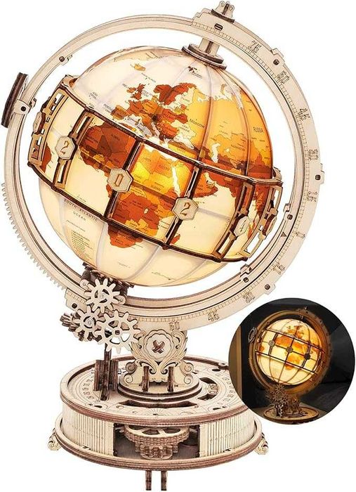 ROKR Luminous Globe 3D Yog‘och Puzzle / Chiroqli Globus