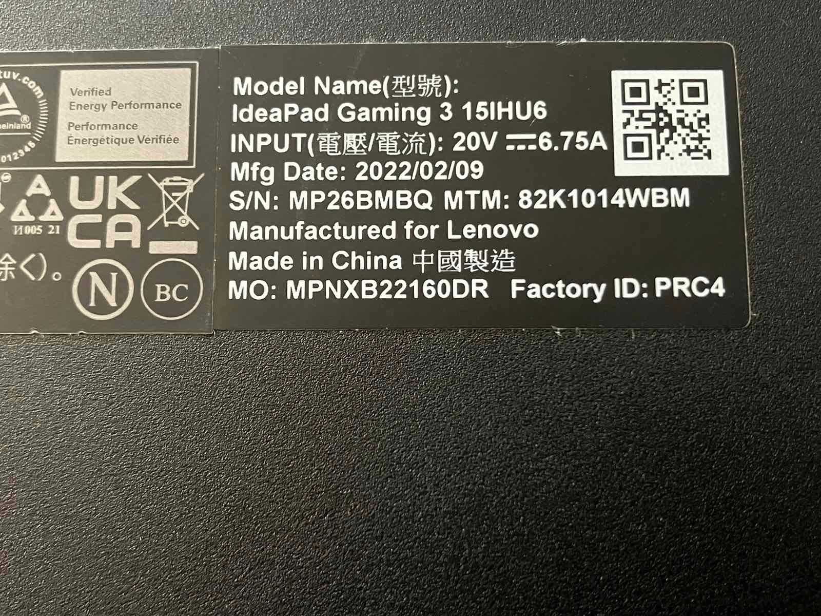 *** Много запазен *** Геймърски лаптоп Lenovo IdeaPad Gaming 3 15IHU6