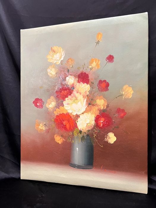 Pictura in ulei pe panza fixata pe șasiu realizat din lemn.