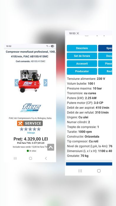 Compresor aer profesional fiacAB100 410MC