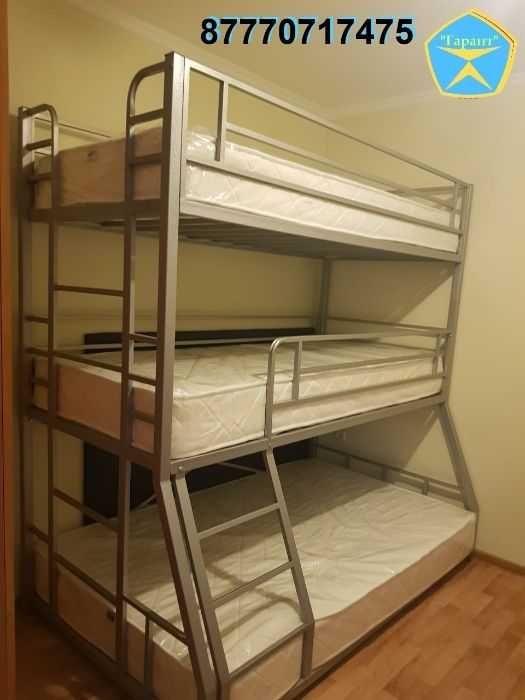Двухъярусные металлические усиленные кровати для взрослых. Хостел.
