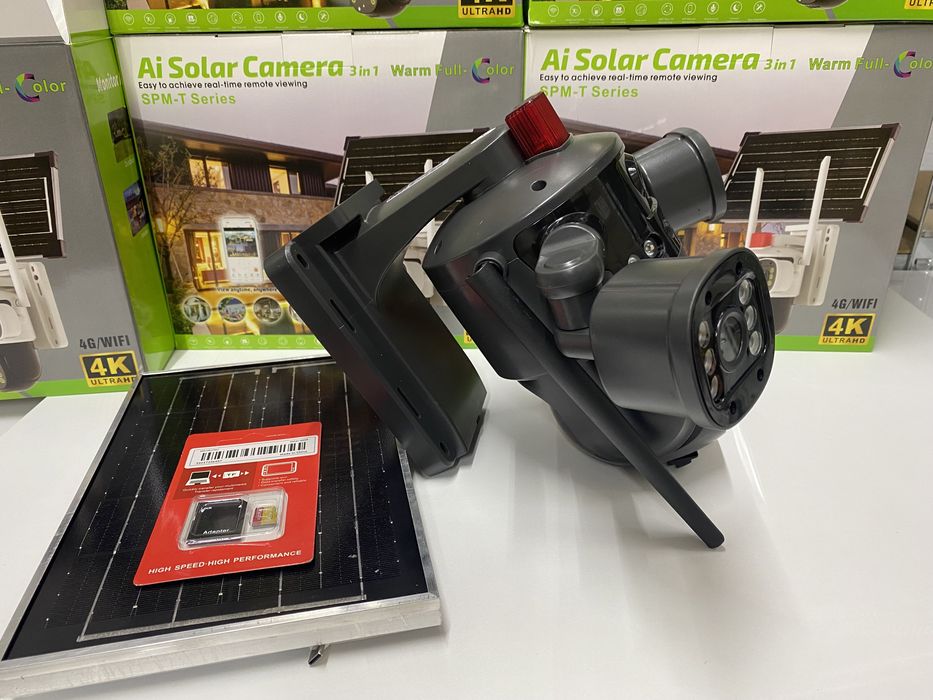Camera Supraveghere Tripla 4G 16Mp Incarcare Solara + Micro Sd 64gb