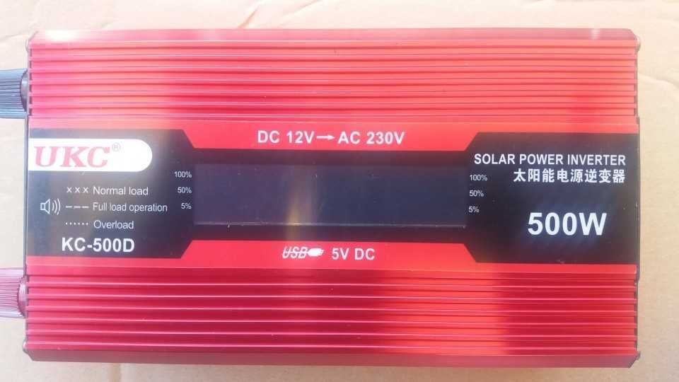 Инвертор с Дисплей 12V-220V, 500W (UKC)