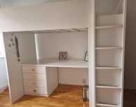 Pat suspendat + birou+dulap+biblioteca Ikea
