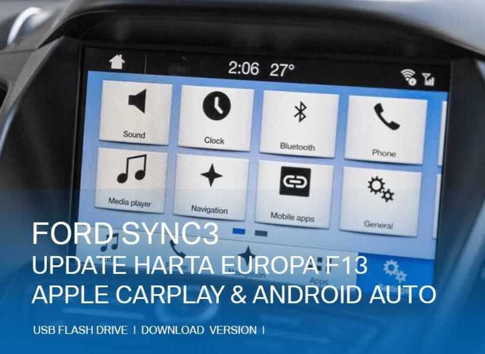 USB update Ford SYNC 3 hărți Europa F13 2025 CarPlay Android Auto