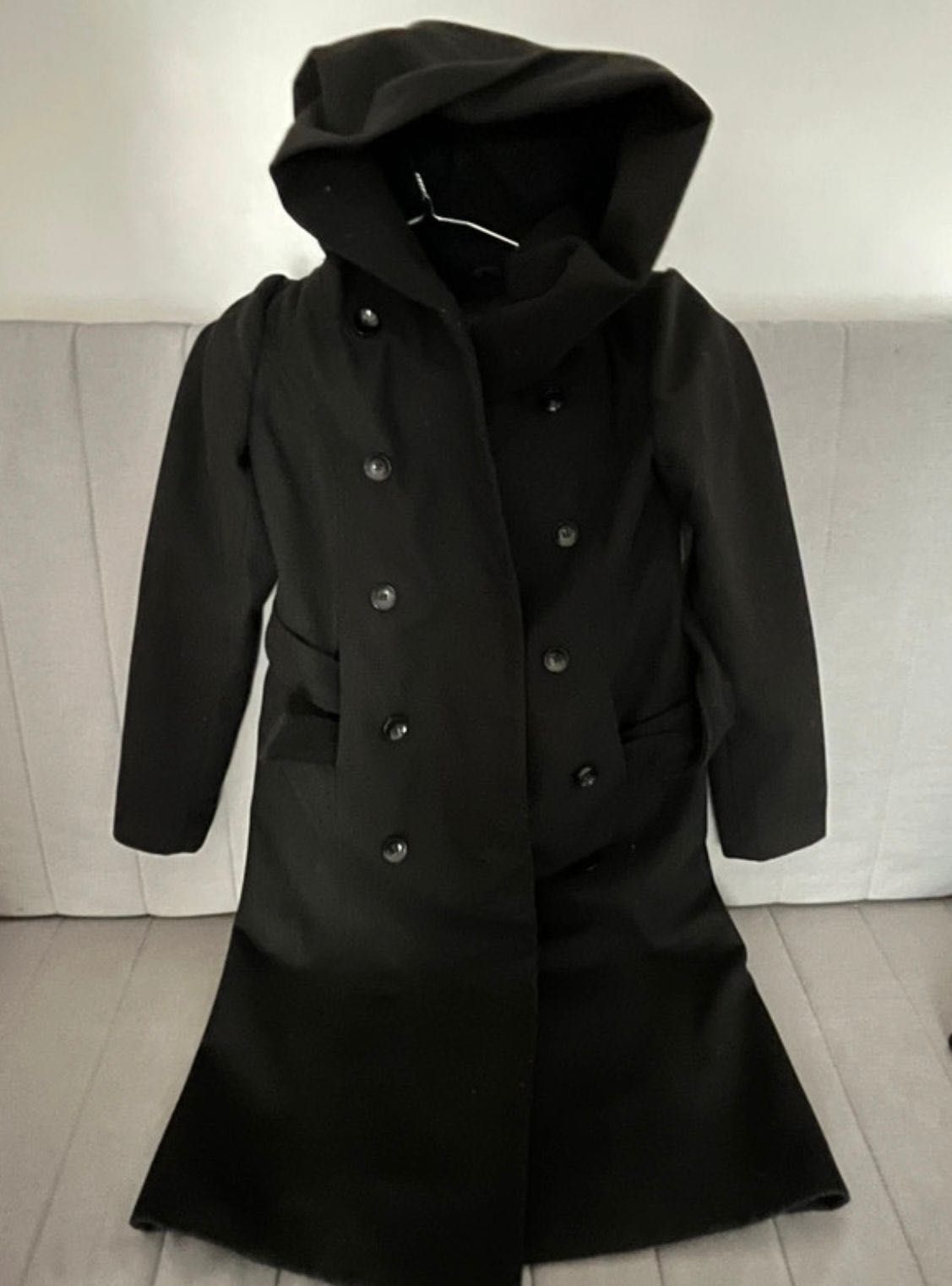 Palton negru cu gluga XS