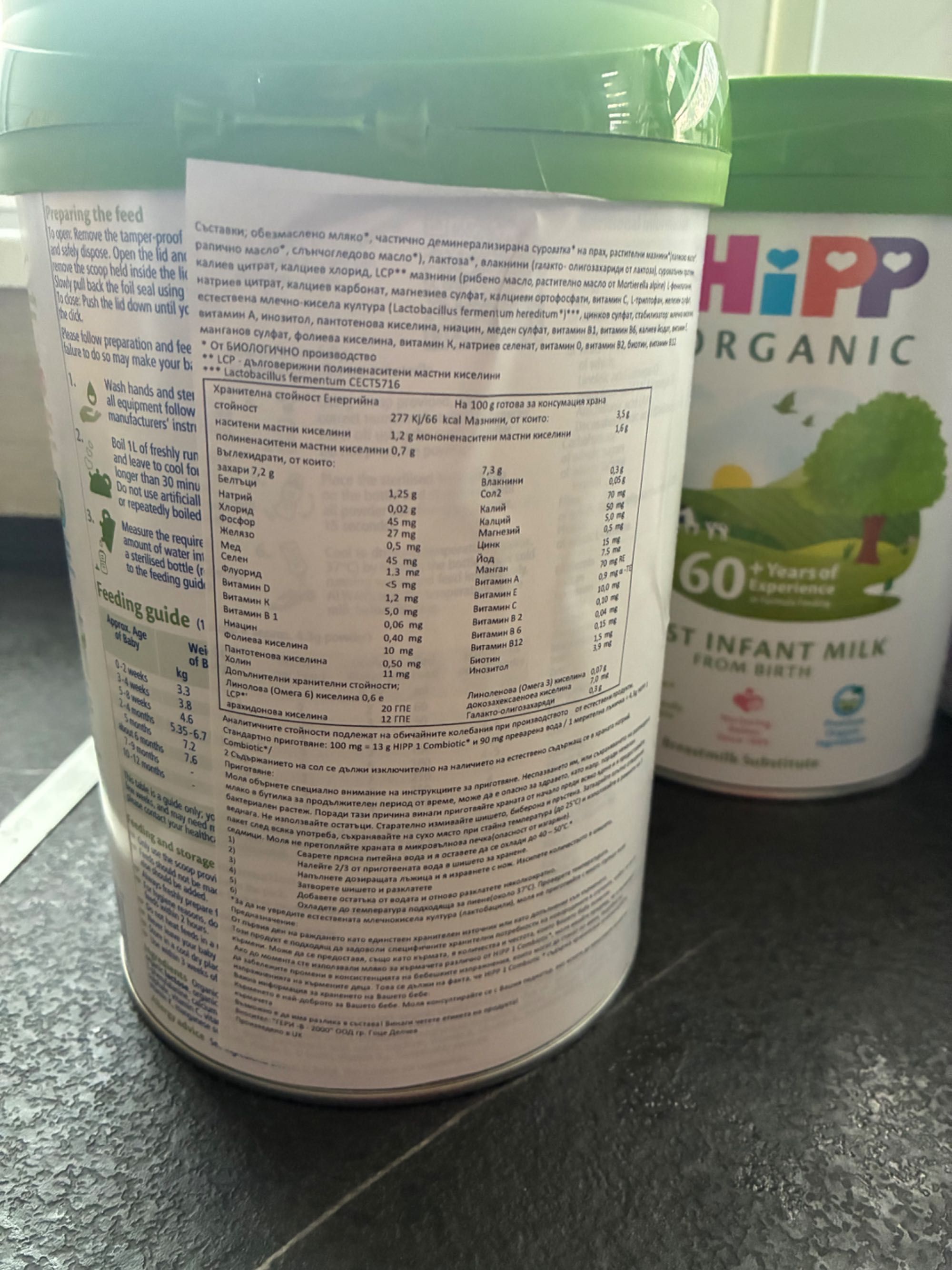 HiP Organic 1, мляко
