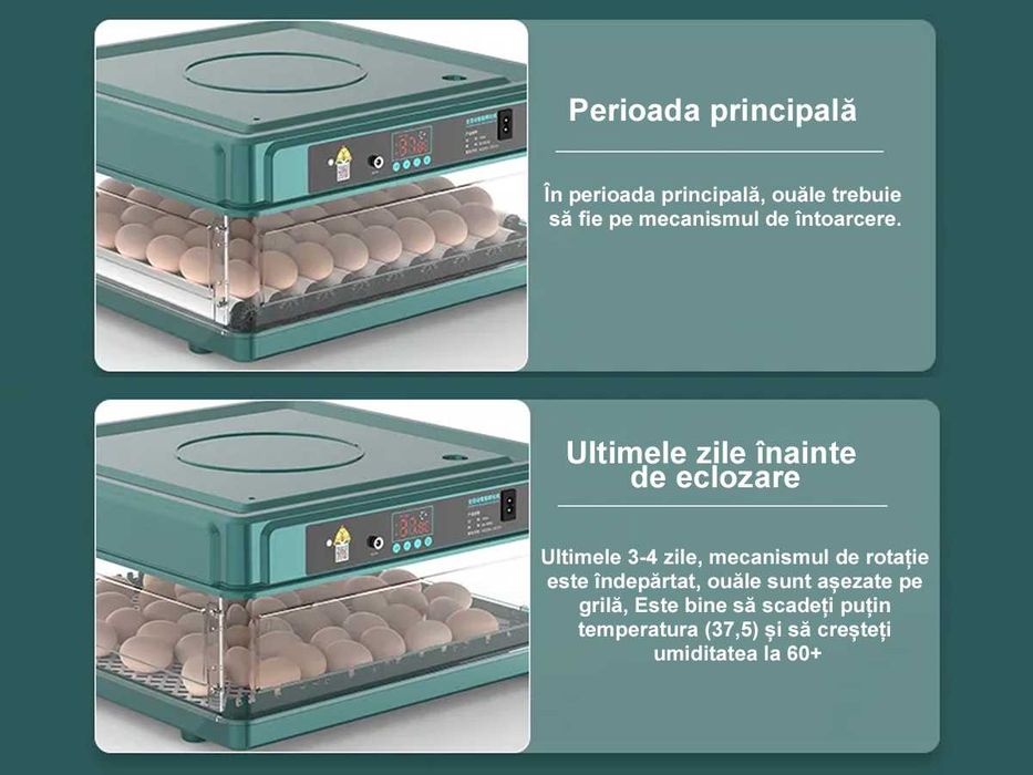 Incubator Automat 48 de oua pui Clocitoare Rata Gisca Eclozator