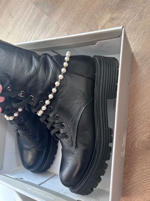 Боти естествена кожа тип кубинки