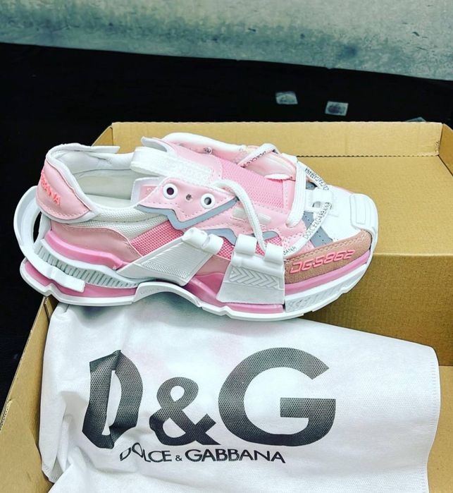 Дамски маратонки Dolce & Gabbana - розово и бяло