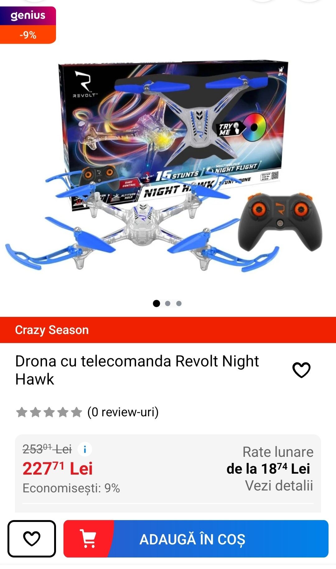 Drona cu telecomanda Syma Revolt Night Hawk Multicolor. NOUĂ!!