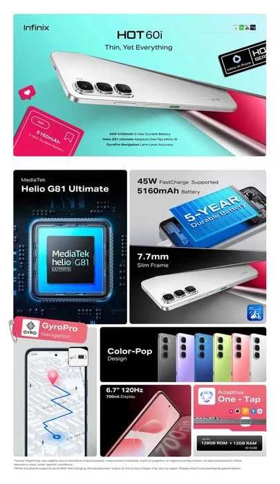 YENGI ! Infinix Hot 60i (4+4/128Gb | 4+4/256Gb | 8+8/256Gb) | Dostavka