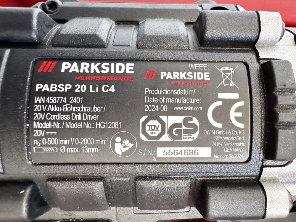 Винтоверт PARKSIDE Performance 20 Li C4