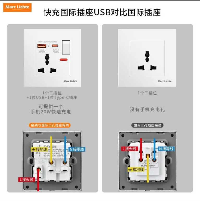 Настенная USB-розетка, розетка двойной usb-портом