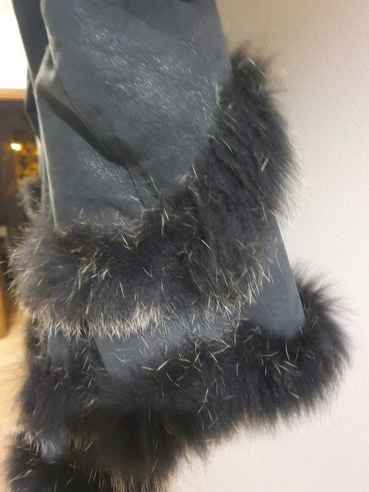 Cojoc blana naturala cu guler vulpe argintie